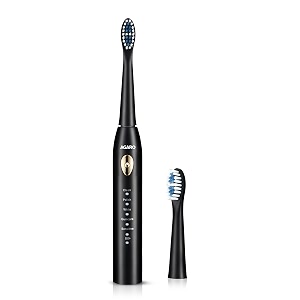 agaro cosmic lite sonic electric tooth brush for adults with 5 modes 2 brush heads amp rechargeable with 4 hours charge lasting up to 25 days power toothbrush black