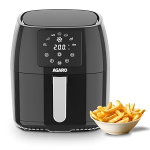 agaro sapphire digital air fryer for home 45l electric air fryer oven 1400w 7 preset programs 360 air circulation convection oven digital touch display fry bake roast toast black