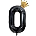 Age to Perfection Birthday Decorations Crown Balloons for Men Women Large Black 0 Balloon Numbers for Men Boy Birthday Party Decorations Party Supplies(Number 0 Balloon)
