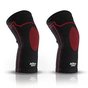 ageasy max group kneecap for men amp women  knee support for gym sports amp pain relief  4-way stretch anti-slip inner cotton lining for comfort  knee sleeves for squats running amp cycling l comfort ease black-red