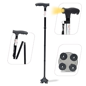 ageasy max group walking stick with sos alarm button for men amp women  foldable walking cane for old people  walk stick with adjustable height