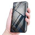 AGH Clear View Standing FLIP Back Cover Shockproof Clear View 360 Degree Full Body Protection Mirror FLIP Cover for REALME C12 [Black]