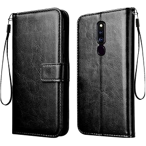 agh shockproof full body protection all angle cover 360 degree complete protection leather flip wallet back case mobile cover for oppo f11 pro black