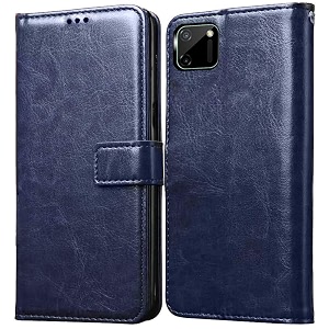 agh shockproof full body protection all angle cover 360 degree complete protection leather flip cover wallet back cover case mobile cover for realme c11 blue