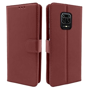 agh shockproof full body protection all angle cover 360 degree complete protection leather flip cover wallet back cover case mobile cover for redmi xiaomi mi note 9 propro max brown