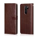 agh shockproof full body protection all angle cover 360 degree complete protection leather Flip Cover wallet Back Cover Case mobile cover for redmi xiaomi mi note 8 pro (brown)