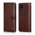 agh shockproof full body protection all angle cover 360 degree complete protection leather Flip Cover wallet Back Cover Case mobile cover for samsung galaxy m31 [brown]