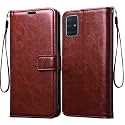 AGH Shockproof Full Body Protection All Angle Cover 360 Degree Complete Protection Leather FLIP Wallet Back CASE Mobile Cover for Samsung Galaxy A51 [Brown]