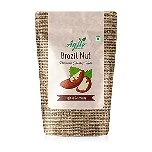 agile organic jumbo brazil nuts 250g  whole raw and unsalted  immunity boosting brazil nuts 250g premium  grade a  rich in selenium  product of peru