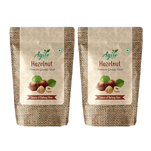 agile organic jumbo hazel nuts 400 grams pouch  hazel nut kernels  2 pack of 200 gram  turkish hazelnut 400g