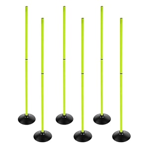 agility poles set detachable pack of 6 poles with 6 rubber base sports trainning speed pole slalom poles with rubber base sport traning equipment