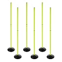 Agility Poles Set Detachable (Pack of 6 Poles with 6 Rubber Base) Sports Trainning Speed Pole Slalom Poles with Rubber Base Sport Traning Equipment