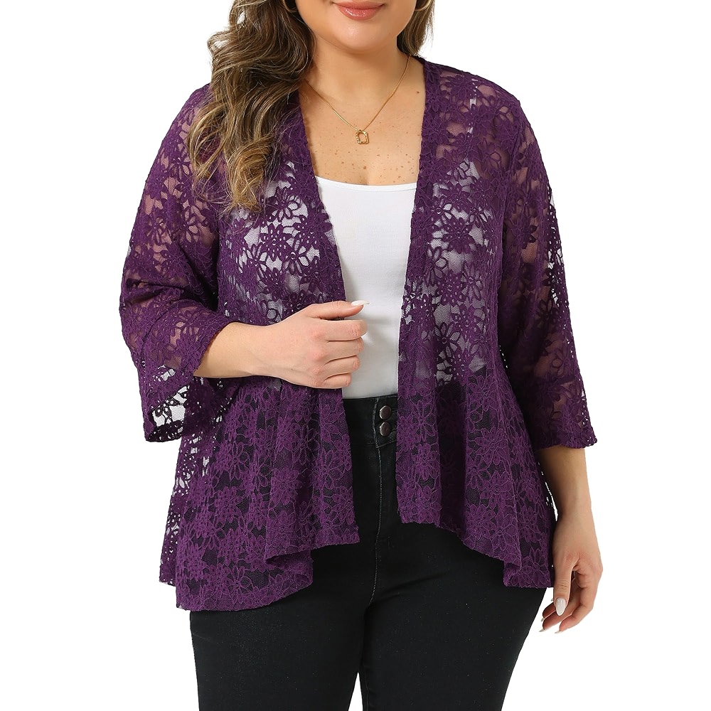 Agnes Orinda Women Plus Size Open Front Lace Cardigans - Price History