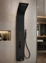 AGOEN Stainless Steel 5-in-1 Shower Panel Matte Black Wall Mounted Hot & Cold Mixer Shower System Rainfall, Waterfall, Mist, Hand Shower & Body Massage Jets (Matte Finish)