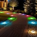 AGPTEK RGB Solar Deck Lights with Remote Control 4 Pack, One-Click Sync