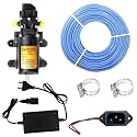 Agriansh Heavy Duty 12V DC Water Pump Motor Kit with Charger, Hosepipe & Clamps – 110 PSI Self-Priming Diaphragm Pump for Bike Wash Agriculture Spray, Gardening, Solar Panel, Home Water Pressure Boost