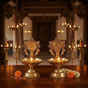 Agromech Brass Pack of 2 Table Diya