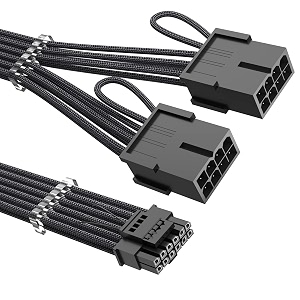 rtx 4070ti pcie 50 power cable extender 12vhpwr 16pin124 male to 2x8pin female 16awg sleeved extension cord with cable combs compatible for gpu geforce rtx 4070ti rtx 4070 133in black
