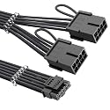 RTX 4070Ti PCIe 5.0 Power Cable Extender, 12VHPWR 16Pin(12+4) Male to 2x8Pin Female 16AWG Sleeved Extension Cord with Cable Combs Compatible for GPU GeForce RTX 4070Ti, RTX 4070 (13.3in, Black)