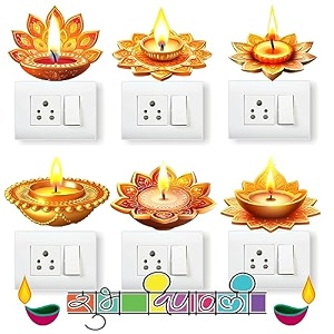 vinyl diwali diya abstract multicolour standard graphic print switch panel board sticker self-adhesive