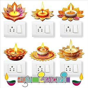 vinyl diwali diya abstract multicolour standard graphic print switch panel board sticker self-adhesive