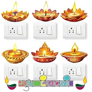 vinyl diwali diya abstract multicolour standard graphic print switch panel board sticker self-adhesive
