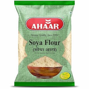ahaar soyabean atta - 500gm  high protein defatted soya flour soy powder chunks for baking amp cooking