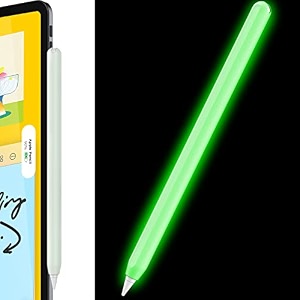 ahastyle silicone case for apple pencil 2nd generation amp apple pencil pro 2024 sleeve skin ultra thin apple pencil protective cover compatible with magnetic charging and double tap glow green