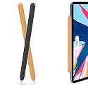 AHASTYLE Ultra Thin Case Silicone Skin Cover Compatible with Apple Pencil 2nd Generation, iPad Pro 11 12.9 inch-2 Pack (Black & Orange)