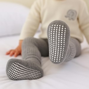 ahc anti skid socks for kids 1-3 years - plain color ankle length grip socks for boys and girls - comfortable and durable