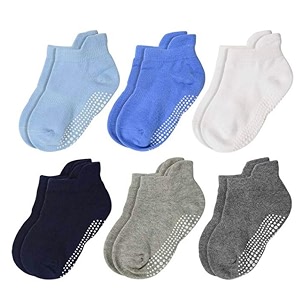 ahc anti skid socks for kids 1-3 years - plain color ankle length grip socks for boys and girls - comfortable and durable