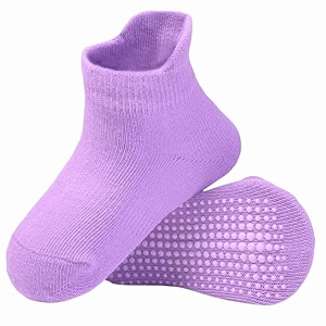 ahc anti skid socks for kids 1-3 years - plain color ankle length grip socks for boys and girls - comfortable and durable