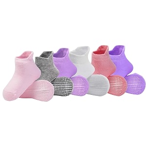 ahc anti skid socks for kids 1-3 years - plain color ankle length grip socks for boys and girls - comfortable and durable