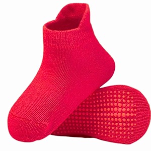 ahc anti skid socks for kids 1-3 years - plain color ankle length grip socks for boys and girls - comfortable and durable