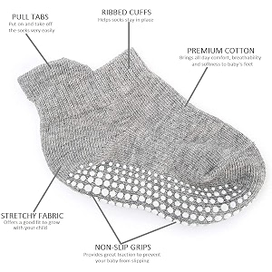 ahc anti skid socks for kids 1-3 years - plain color ankle length grip socks for boys and girls - comfortable and durable