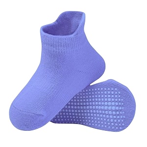 ahc anti skid socks for kids 1-3 years - plain color ankle length grip socks for boys and girls - comfortable and durable