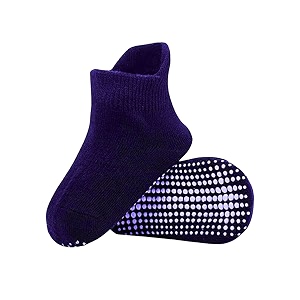 ahc anti skid socks for kids 1-3 years - plain color ankle length grip socks for boys and girls - comfortable and durable