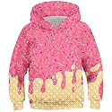 Ahegao Boys Hoodies Kids Pink Baseball Sweatshirts Size 8 9 10 11 12 Ice Cream Pullover for Boy Lightweight Graphics Hoodie
