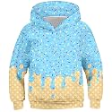 Boys Sweatshirts Blue Baseball Hoodies for Kids Ice Cream Sweater Shirt Size 8 10 12 Years Graphic Hoodie with Bright Color