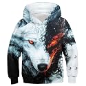 Ahegao Boys Hoodies Black White Sweatshirts for Kids Size 6 7 8 Years Pullover Comfy Long Sleeve Red Wolf Hoody Sweats with Pockets