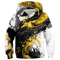 Ahegao Black White Sweatshirts for Youth Boys Yellow Ink Hoodies Kid Long Sleeve Hoodys Pullover with Pocket Funny Athletic Sweater Shirts