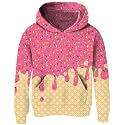 Ahegao Girl Hoodies Girl Yellow Pink Sweatshirts Lightweight 7-8 Years Girl's Ice Cream Pullover Sports Long Sleeve Hooded Sweaters