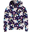Ahegao Horse with Horn Pullover for Big Grils Black Pink Hoodies Lovely Hoody Sweatshirts Long Sleeve with Pockets for 9-12T Teen Girl