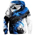 Ahegao Boys Hoodies Blue Ink Sweatshirts for Kids Size 6 7 8 Years Pullover Comfy Long Sleeve Black White Hoody Sweats with Pockets