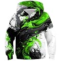 Ahegao Boys Sweatshirts Green Ink Hoodies for Kids Classical Athletic Pullover Boy Black White Hoodie Size 12-14 Years Youth Sweater
