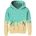 Ahegao Yellow Green Sweatshirt for Girls Ice Cream Hoodies 13 14 Years Long Sleeve Pullover Young Girl School Sports Sweatshirts