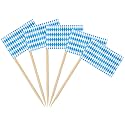 AhfuLife Oktoberfest Toothpick Bavarian Flag Picks, 100 Pcs Oktoberfest Cupcake Toppers Double-Sided MIni Stick Flags for Bavarian Decorations Party Autumn Supplies