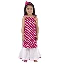 AHHAAAA Cotton Leheriya Print Sleeveless Kurti-Sharara Set for Girls