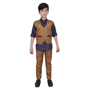 ahhaaaa kids cotton blend waistcoat kurta and pant set for boys 163