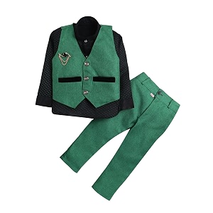 ahhaaaa kids cotton blend waistcoat kurta and pant set for boys 163